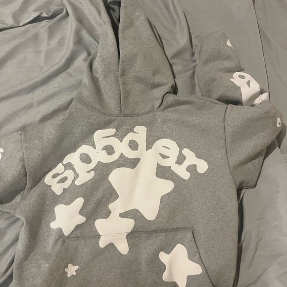 Sp5der Gray Hooded Cardigan